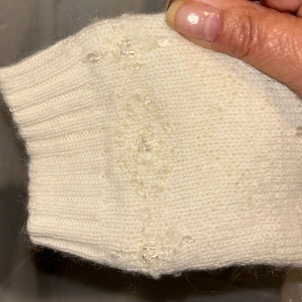 Talbots Ivory Sequin Turtleneck Sweater Wool Cash… - image 5